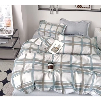 Pościel 200x220 flanelowa kratka biała szara FL 643